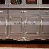 Luxury European Style Bookcase, New Classic Silver Hand Carved Bookshelf, Simple Design Wooden Book Cabinet (BF01-ML015) thumbnail-5