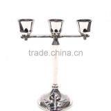 Silver finish brass three arms candelabra