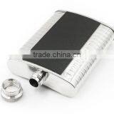 4 OZ Flagon With Black Twill Leather Hip Flask thumbnail-3