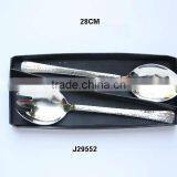 Hammered and Mirror Polished Salad Set Made in Steel Spoon Style thumbnail-1
