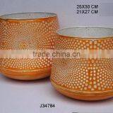 Metal Lantern With Ceramic Finish Geometric Patterns Other Colors Available thumbnail-1