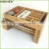 Bamboo Desktop Organizer Office Supply Organizer Caddy Homex-BSCI Factory thumbnail-5