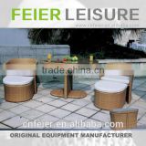 FEIER A6018CH Living Room Coffee Tables White Wicker Rattan Dining Set