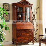 Classic Reproduction Solid Wood Regence Library Bookcase With Writing Table Desk Bureau BF11-05183a thumbnail-1
