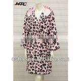 Animal Printed Coral Fleece Satin Hooded Bathrobe thumbnail-1