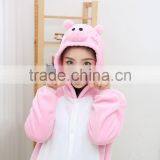 Coral Fleece Cartoon Adult Animal Jumpsuit Animal Pajamas Jumpsuit Pink Pig Design thumbnail-4