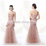 Pink Sleeveless Beaded Evening Prom Dress Long Bling thumbnail-1