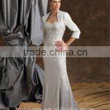 2 Pieces Long Sleeve Beaded Formal White Evening Gowns thumbnail-1