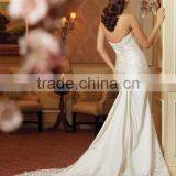 Ivory Satin Lace Beaded Mermaid Strapless Puffy Wedding Dress thumbnail-2