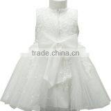 Modest Fashion Plain White Kids Fancy Girls With Bowknot Lace Dress thumbnail-2