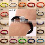 Leather Wrap Wristband Cuff Punk Magnetic Rhinestone Buckle Bracelet Bangle thumbnail-1