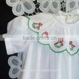 Girls Christmas High Yoke Float Dress With Slip Baby White Embroidery Holiday Dress thumbnail-2