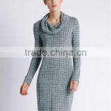 Checked Cowl Neck Tunic Dress thumbnail-1