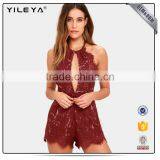 Hot Sale Lace Embroidery Deep V Neck Women Party Jumpsuits thumbnail-3