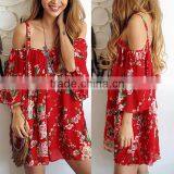 2016 Hot Sale Red off Shoulder Slip Dresses thumbnail-1