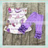 2017 Girls Boutique Sets New Fashion Back to School Children Outfit With Intial Fall Flutter Clothing thumbnail-1