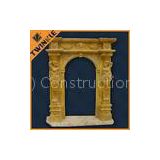 Exterior Large Stone Door Surrounds With Statue , Pure Handmade Carving