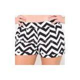 Ladies Summer Black and White Chevron Ruffle Cotton Shorts Hss732