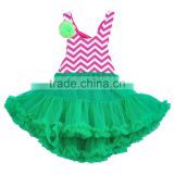 Girl Sweet Green Wave Line Tutu Dress wholesale New Design Kids Dance Dress