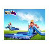 Blue and Orange Giant Inflatable Water Parks Octopus Shape With Two Slides thumbnail-1
