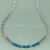 925 STERLING SILVER PENDANT WITH SYNTHETIC OPALS & DIAMOND CZ