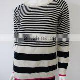 wholesale knit o neck striped pure cashmere sweater design for women