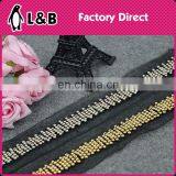 Wholesale Black/gold Trims for Dress/scarf Sequin and Beads Trimming
