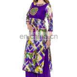 Indian Traditional Party Wear Embroidered 100% Viscose Woman Kurtis Exporter thumbnail-4