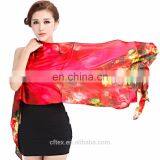 Big Flower Decoration Plaid 100% Silk Scarf for Girls