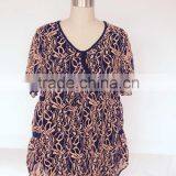 100% Poly Spandex Two Tone Lace Short Sleeve Shirts thumbnail-1
