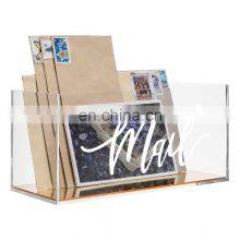 Clear Acrylic Tabletop Storage Box With Brass Mirror Bottom for Cosmetic