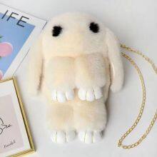 013New Cute Plush Rabbit Bag Fashion Girl Rabbit Fur Handbag Women's Casual Long Chains Cartoon Bunny Messenger Bag thumbnail-3