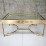 2016 Foshan Shunde Factory Supply Glass Metal Golden Stainless Steel Coffee Table