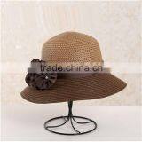 QXSH0029 Summer Flower Ribbon Beach Hat New Patchwork Straw Hat Fedora Bucket thumbnail-1