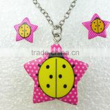 manufacturers lovely peach coccinella septempunctata design kids necklace indian locket jewelry set