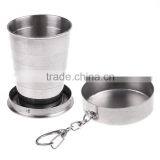 Outdoor Camping Stainless Steel Metal Retractable Cup With Key Ring thumbnail-1