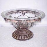 8009056MC- Antique Rustic Metal Holder W/Glass Bowl