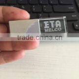 Promotional Gift Custom 3D Laser Engraving Logo Branded Transparent Crystal Glass Usb Memory Stick Pen Drive With Led Light Supplier's Choice