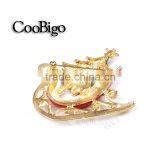 Fashion Charming Jewelry Bling Christmas Tree Red Sled Rhinestone Pin Brooch Wedding Christmas Party Gift Apparel Accessories thumbnail-2