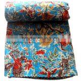 RTHKG-20 Indian Bengali Designer Fruit Floral Cotton Fabric Kantha Gudari Bedspread Traditional Manufacturer Wholesaler Throw thumbnail-1