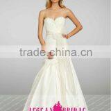 AEW13611 Organza Belt Bow Taffeta Wedding Dress With Long Skirt With Corpete thumbnail-1