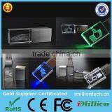 Colorful LED Lights Crystal USB, Laser Engraving Logo Crystal Usb Flash Drive