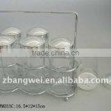 Glass Bottle Set With Iron Stand