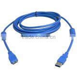 SuperSpeed USB 3.0 Am to Micro Bm Otg Cable (USB Cables) With Double Ferrites 0.5m/1m/2m/3m (blue) M-M thumbnail-1