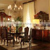 Antique Carved Dining Room Furniture/100% Solid Wood French Style Luxury Dining Table Set thumbnail-1