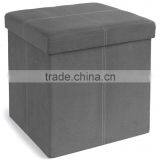 Foldable Storage Ottoman, 15 by 15 by 15-Inch, Grey Suede thumbnail-2