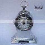 Round Cast Alumnium Table Clock With Stepped Base Available in Other Finishes Available thumbnail-1