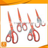 Different size household scissors with pattern printing on blades