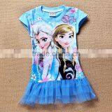 Girls Cartoon Dress Pattern Short Sleeve Princess Dress Children Kids Fashion Summer Clothing Free Drop Ship thumbnail-3