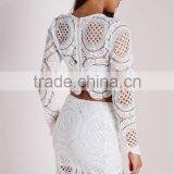 Crochet Ladies Fashion Two Piece Sets Three Color Designs Bridesmaide Wear White Lace Sets thumbnail-5